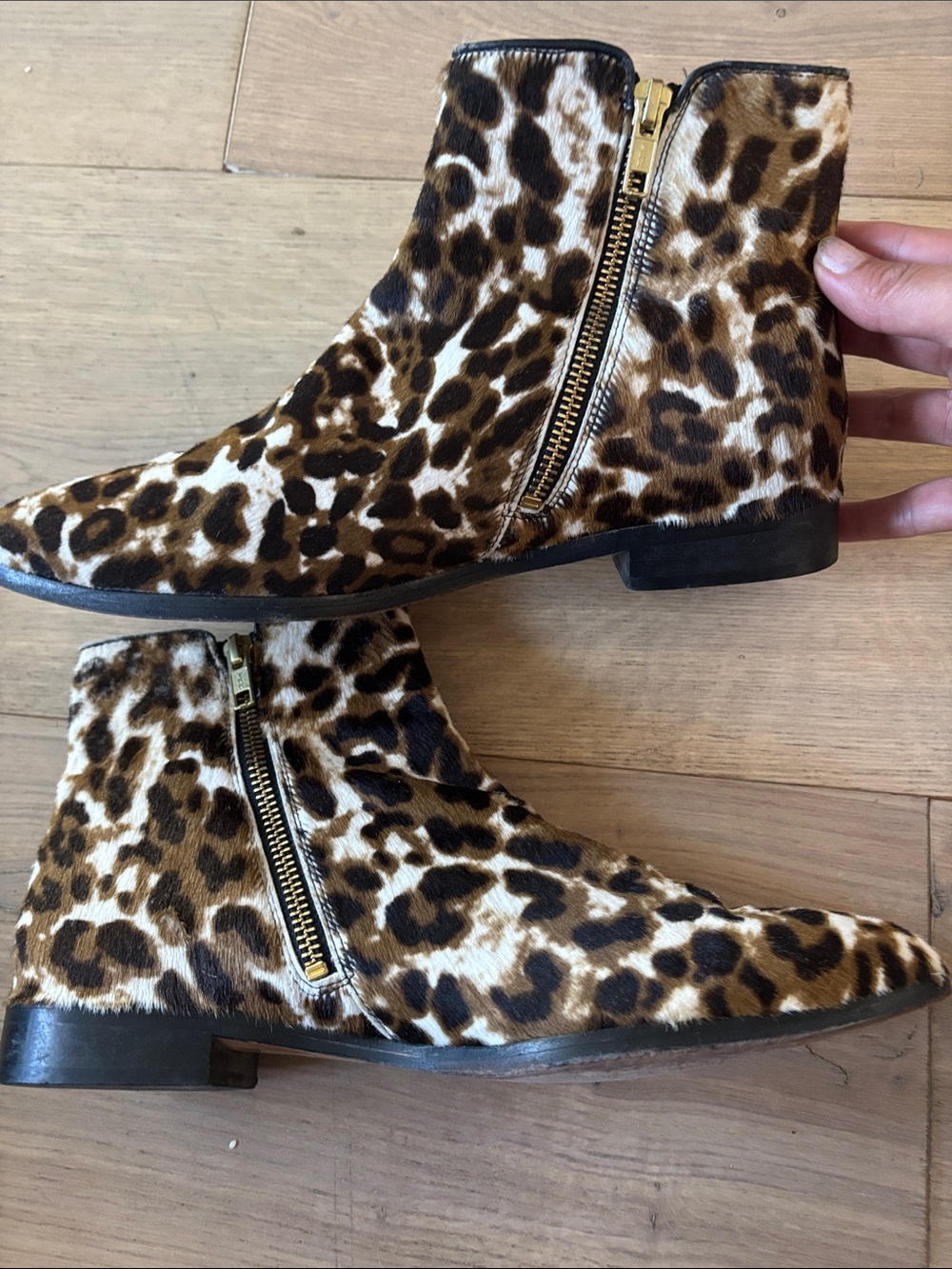 J. Crew Leopard Print Ankle Booties in Brown and Black - Picture 2 of 8